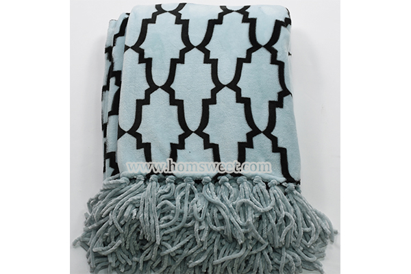 Hot Selling Printed Mink Fleece Throw With Chenille Fringes